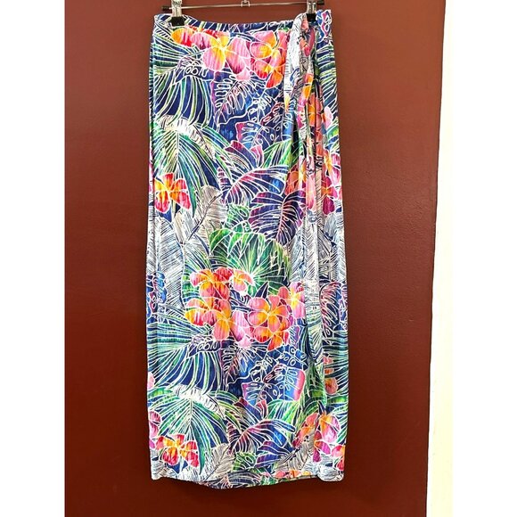 Jams World Women's Palmeria Tropical Floral Wrap Sarong Skirt Vibrant Colors Med - Picture 1 of 4